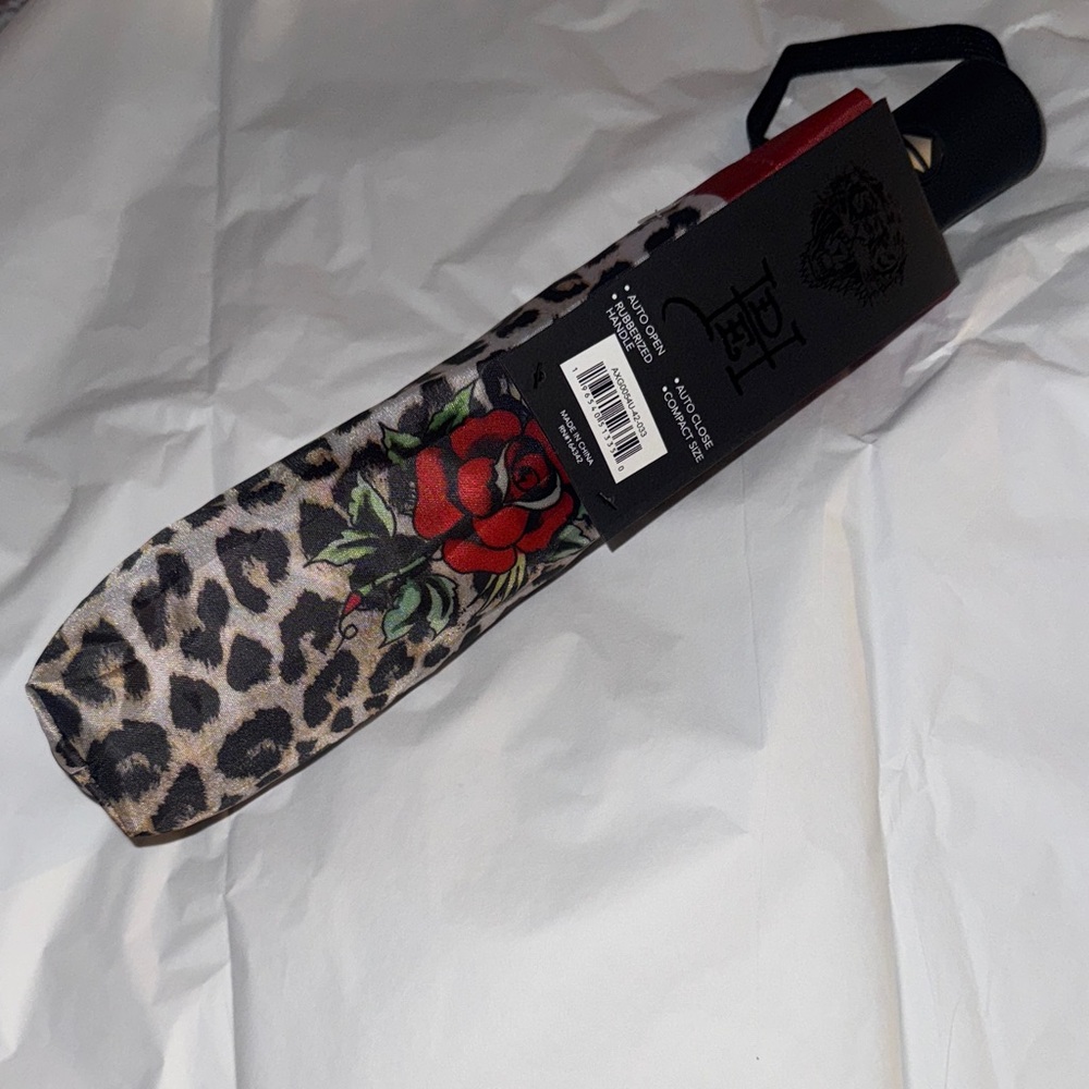 Ed Hardy Leopard and Red Rose Umbrella